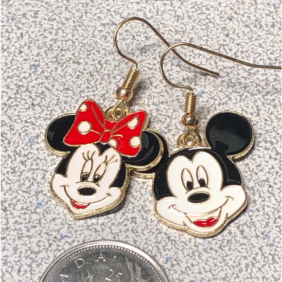 Betsey Johnson style Minnie and Mickey earrings,nickel free hook,cute! - Picture 3 of 9